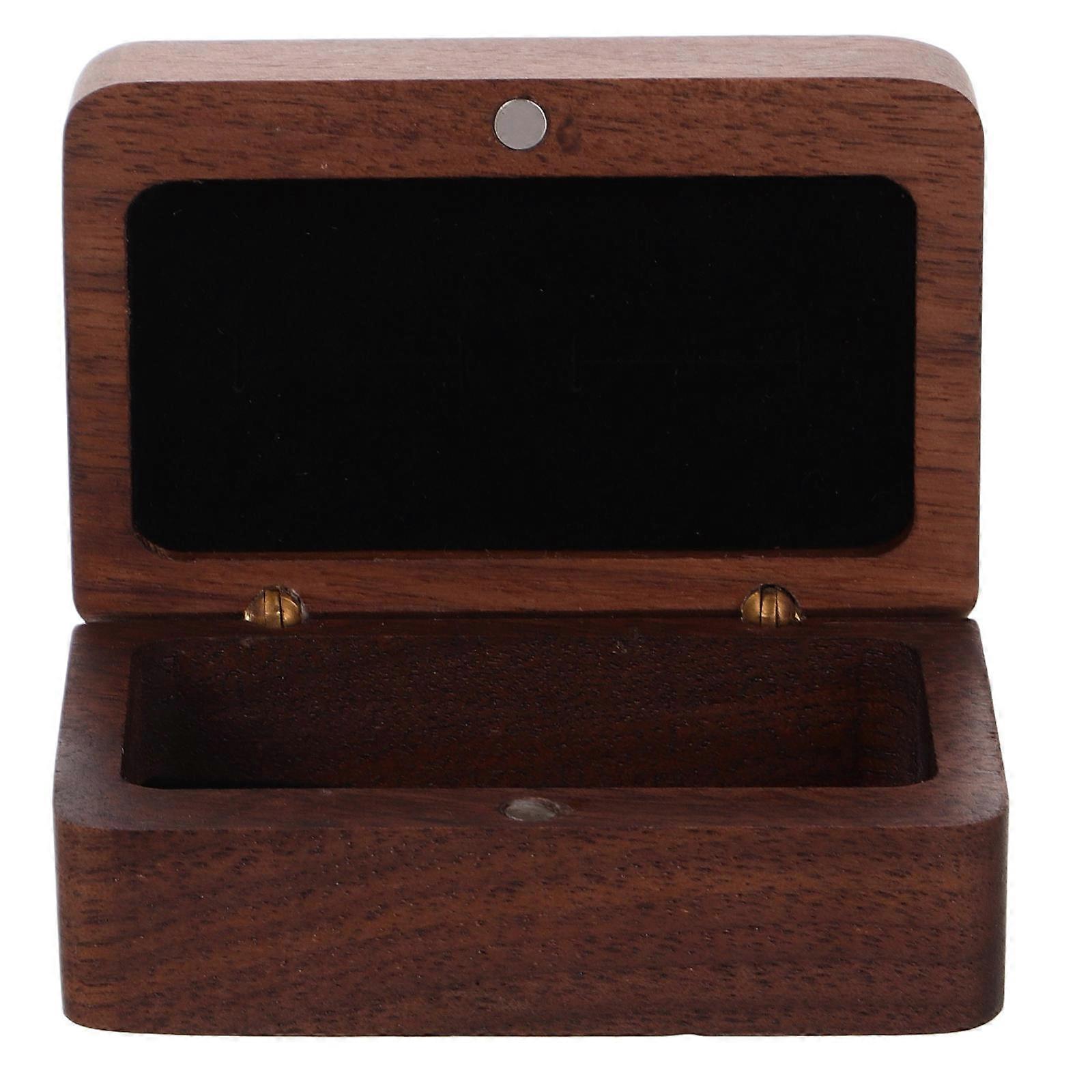 Rectangular Engagement Ring Holder Box Jewelry Storage For Couples Women Brown 1Pack