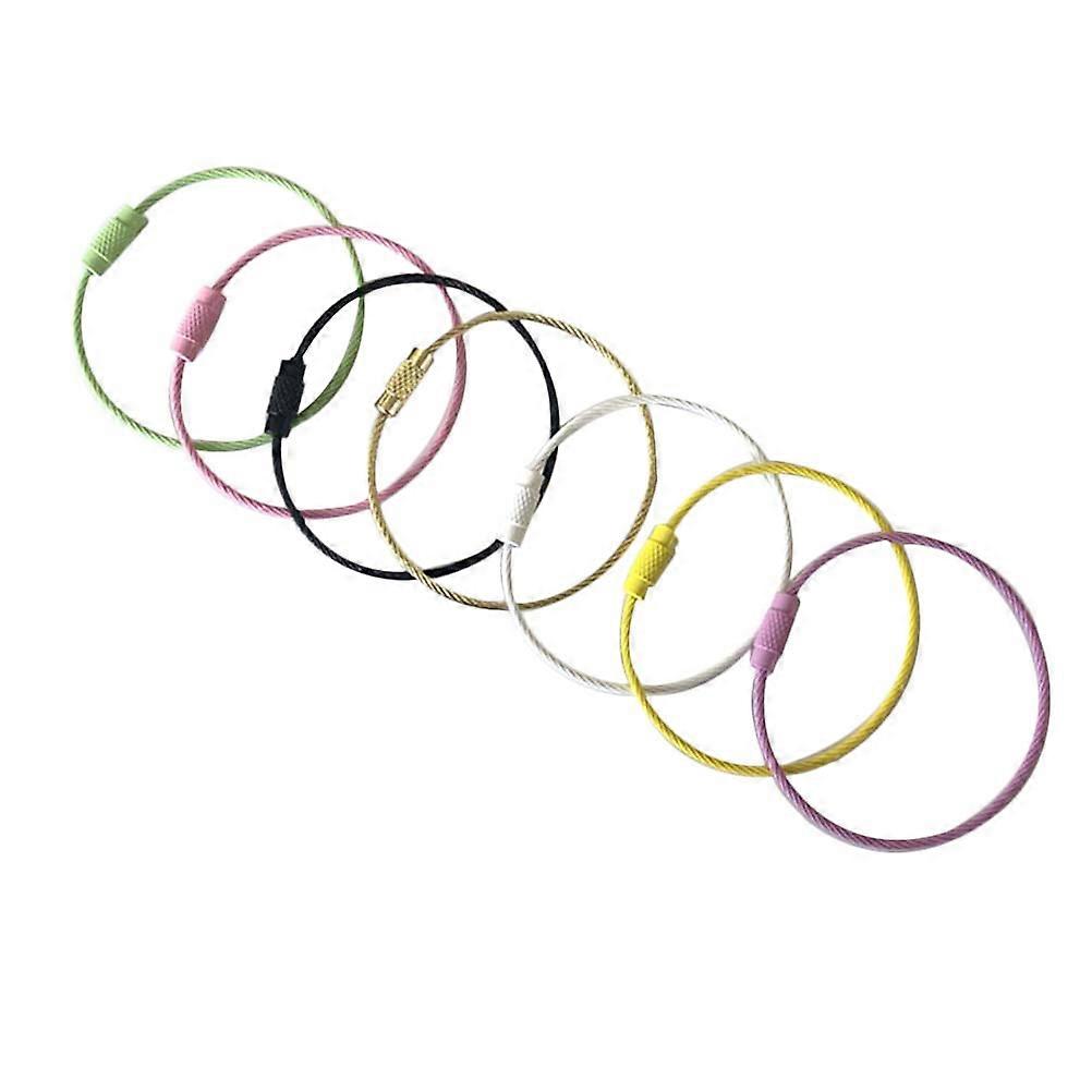10Pcs Stainless Steel Wire Keyrings Strong Circular Perfect For Travel Assorted Color Durable Easy To Lock Mechanism