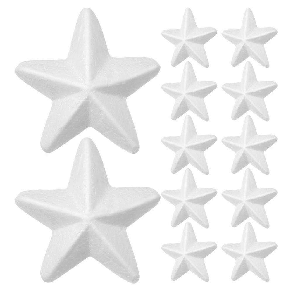 Unpainted Foam Star Shapes for DIY Crafts White Foam 12Pcs Pack