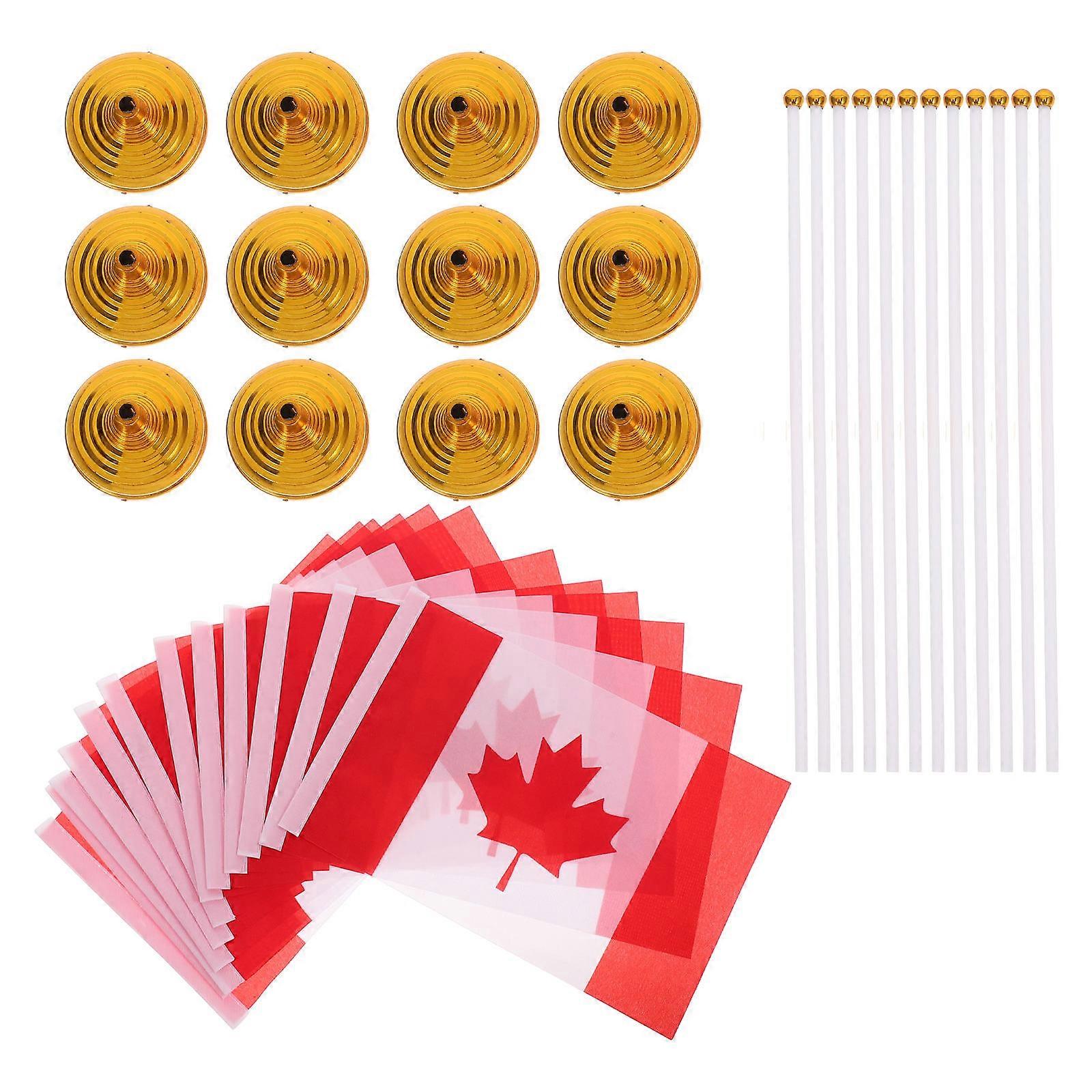 Canada Desk Flags Set for Decor with 12Pcs Miniature Desktop Office Flags