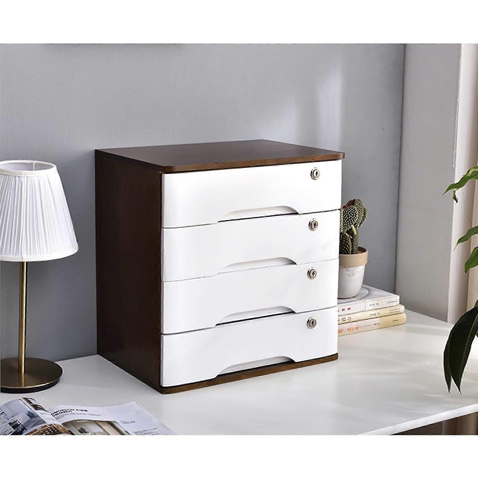 Solid Wood File Cabinet with Lock, Rustic 4 Drawer Storage for Office, Home and School Supplies