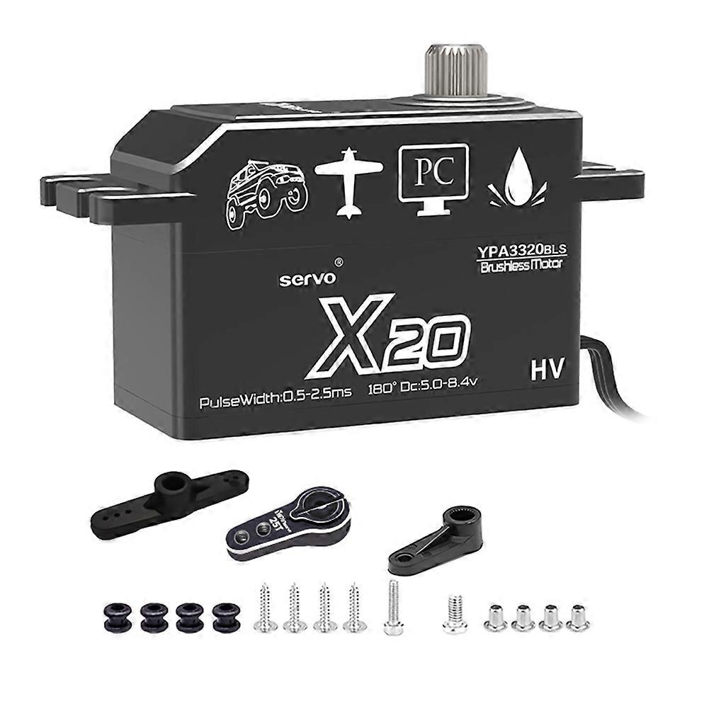 20KG PWM Digital Brushless Servo Motor Full Metal Gear Large Torque Low Profile Short Body Servo for Rc Car 1/8 1/10
