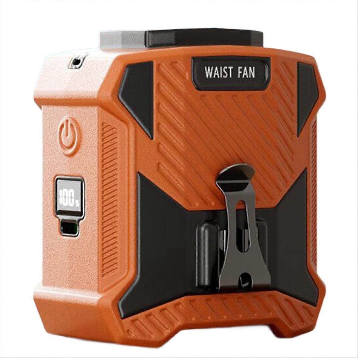 مروحة مثبتة على الخصر USB شحن الرقبة مثبتة على مروحة عرض رقمية صغيرة محمولة على الخصر 5 سرعات مروحة عالية السرعة ، أ