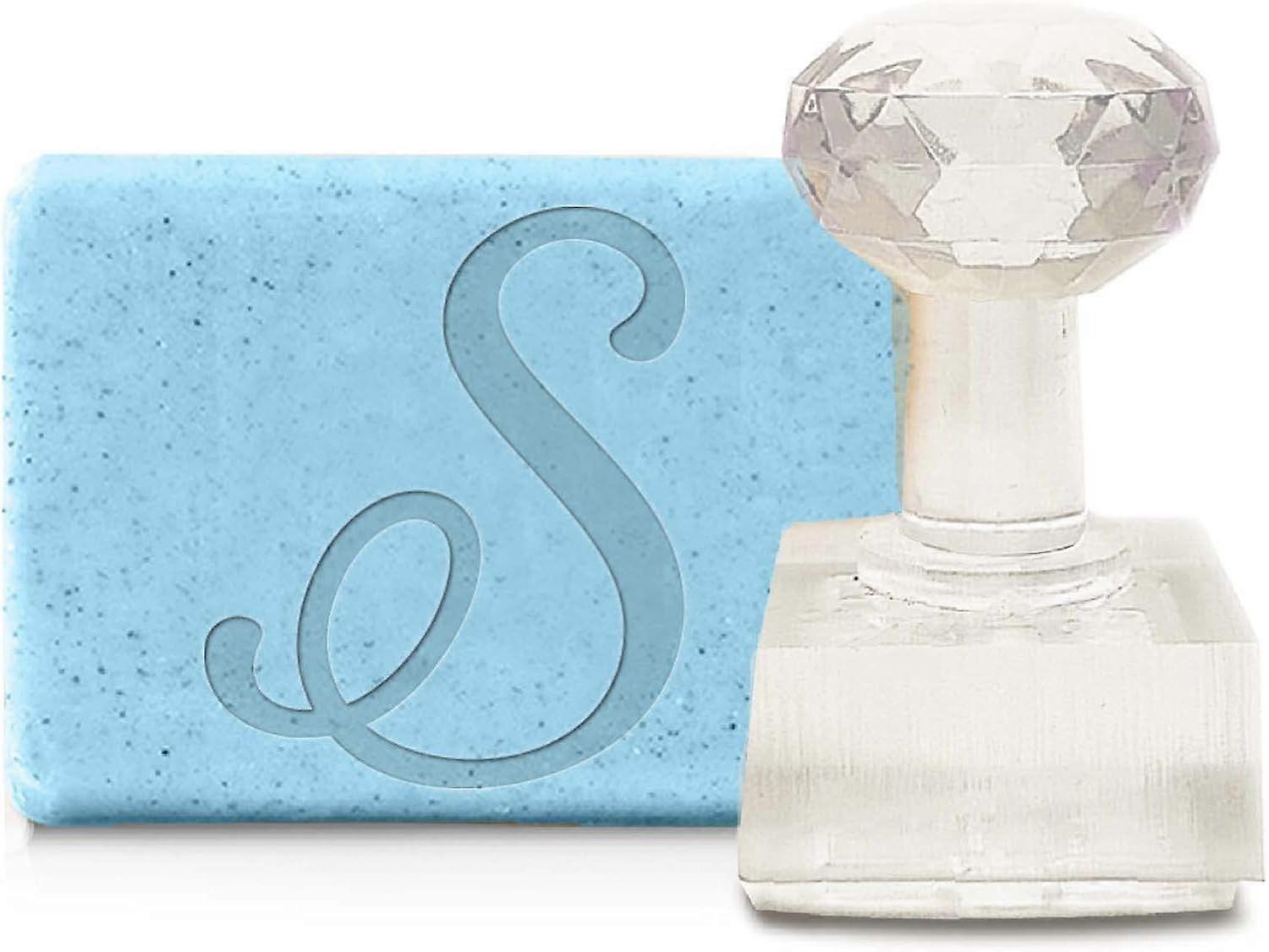 Initial S Handmade Soap Stamp Alphabet DIY Acrylic Soap Stamp Letter Embossing Stamp Soap Chapter Imprint Stamp for Handmade Soap Cookie Clay Pottery 