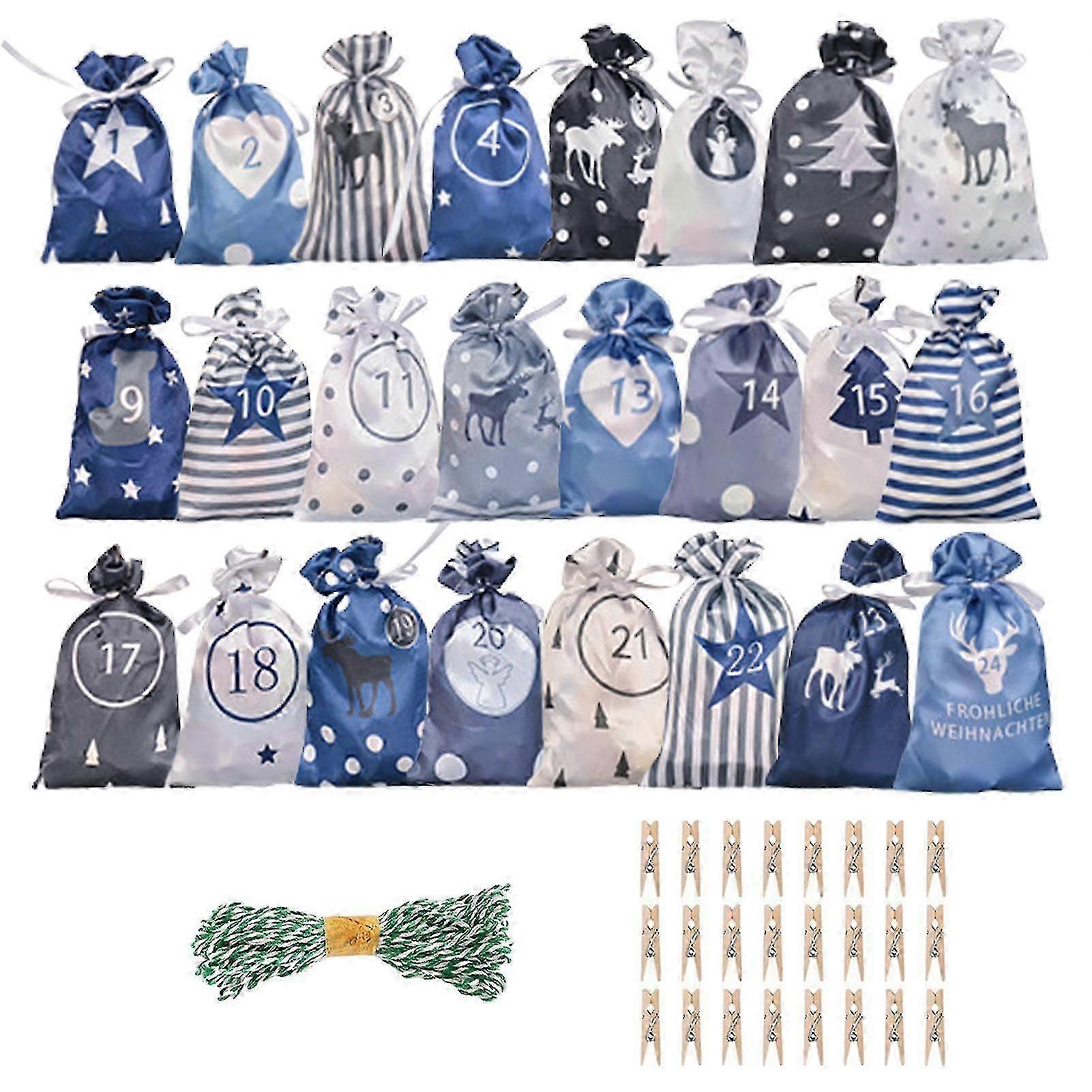 Χριστουγεννιάτικη αντίστροφη μέτρηση τσάντα ημερολογίου Advent 24 ημέρες κρεμαστές τσάντες ημερολογίου Advent 24 ημέρες αντίστροφη μέτρηση Κρεμαστές τσάντες Τσάντες δώρων Σάκοι Diy