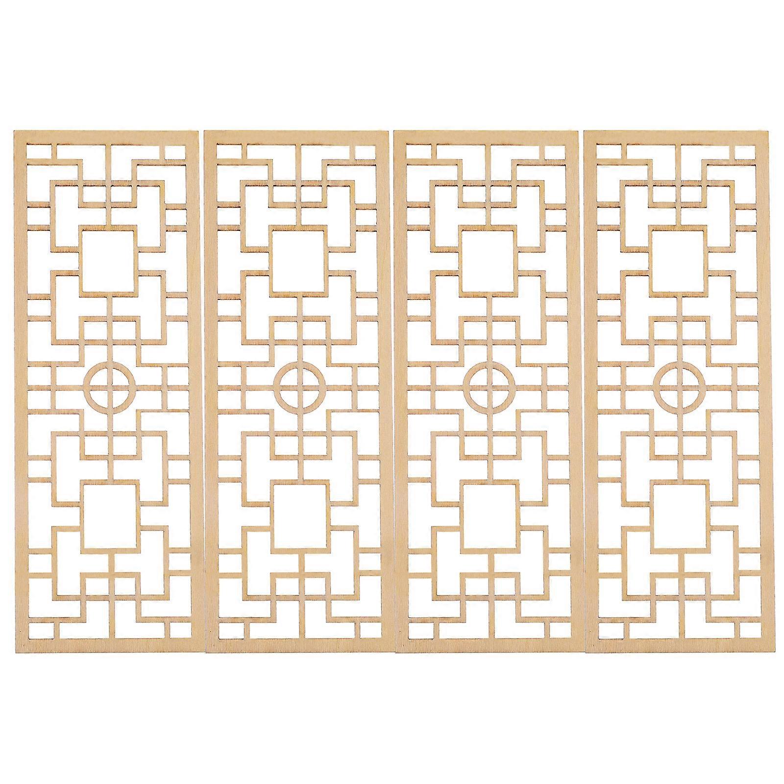 Mini Screen Model Decorative Wooden Screen for Kids Playing 4Pcs Beige