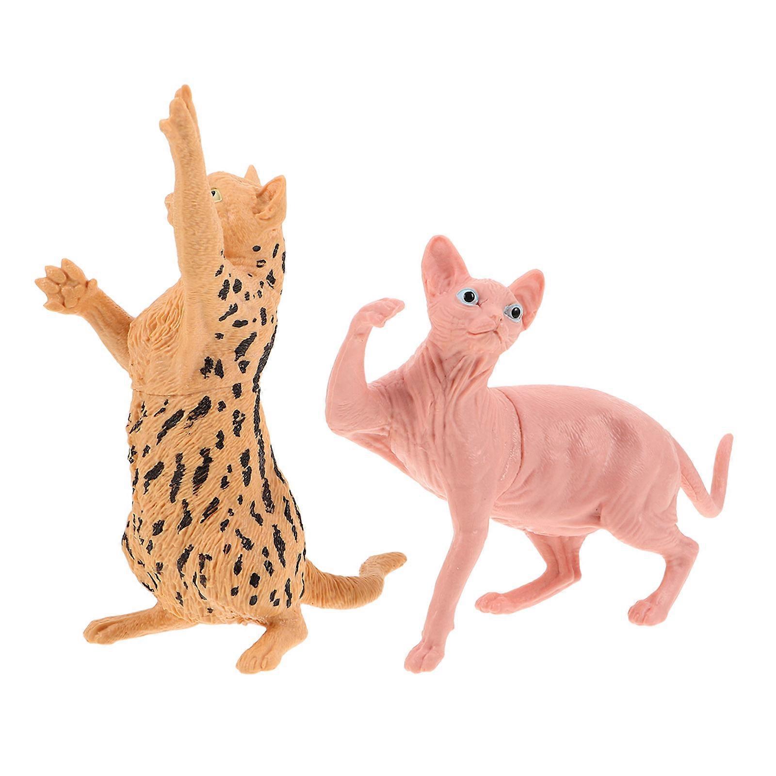 Realistic Cat Figurines Plastic Simulation for Decoration 2Pcs Home Ornaments