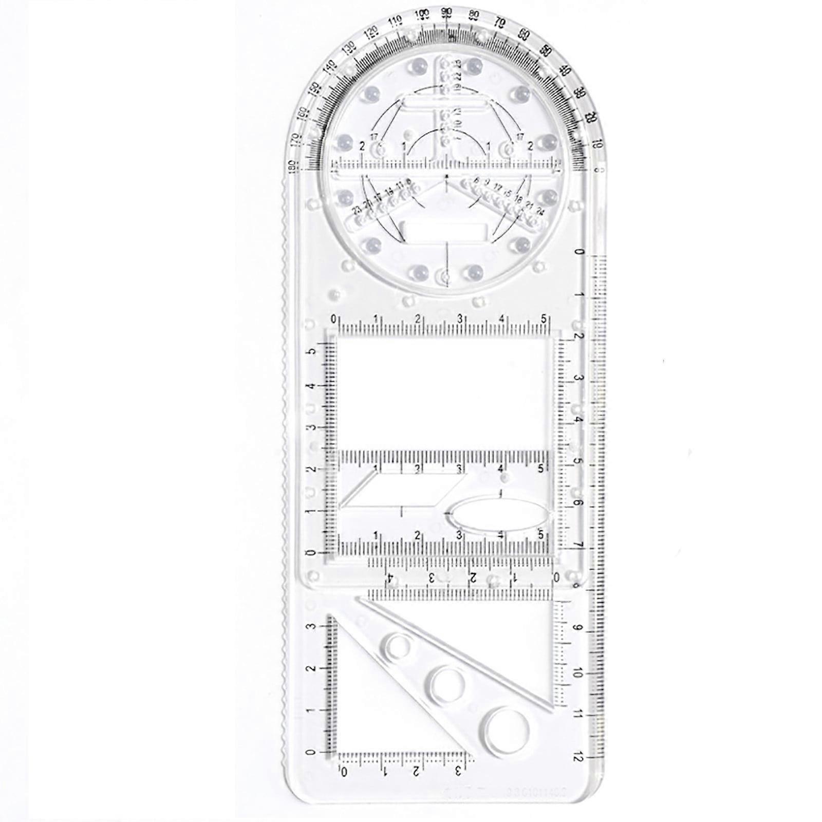 Ozmmyan Multifunctional Math Ruler, Rotatable Drawing Template for Students - Back to School Deal
