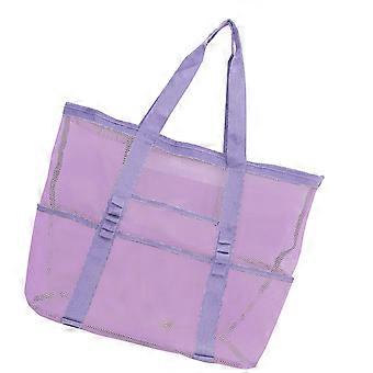 Große Handtasche mit Netzmuster, Schultertasche, hohle Strandtasche, Sandspielzeugtasche, Picknicktasche, Aufbewahrungstasche für Strandspielzeug, rote Farbe