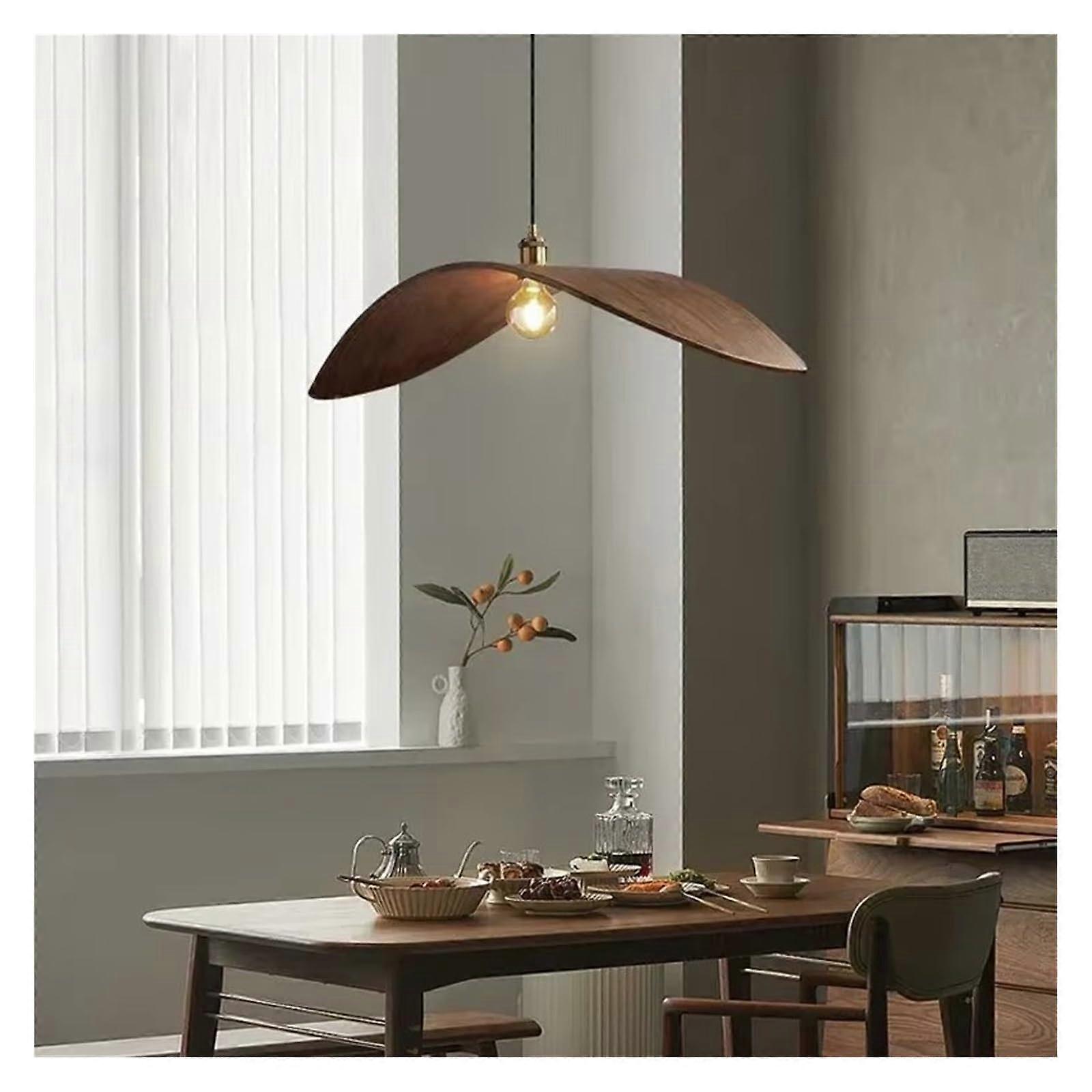 Vintage LED Wood Pendant Light with Warm White, Energy Saving Rustic Chandelier L60cm