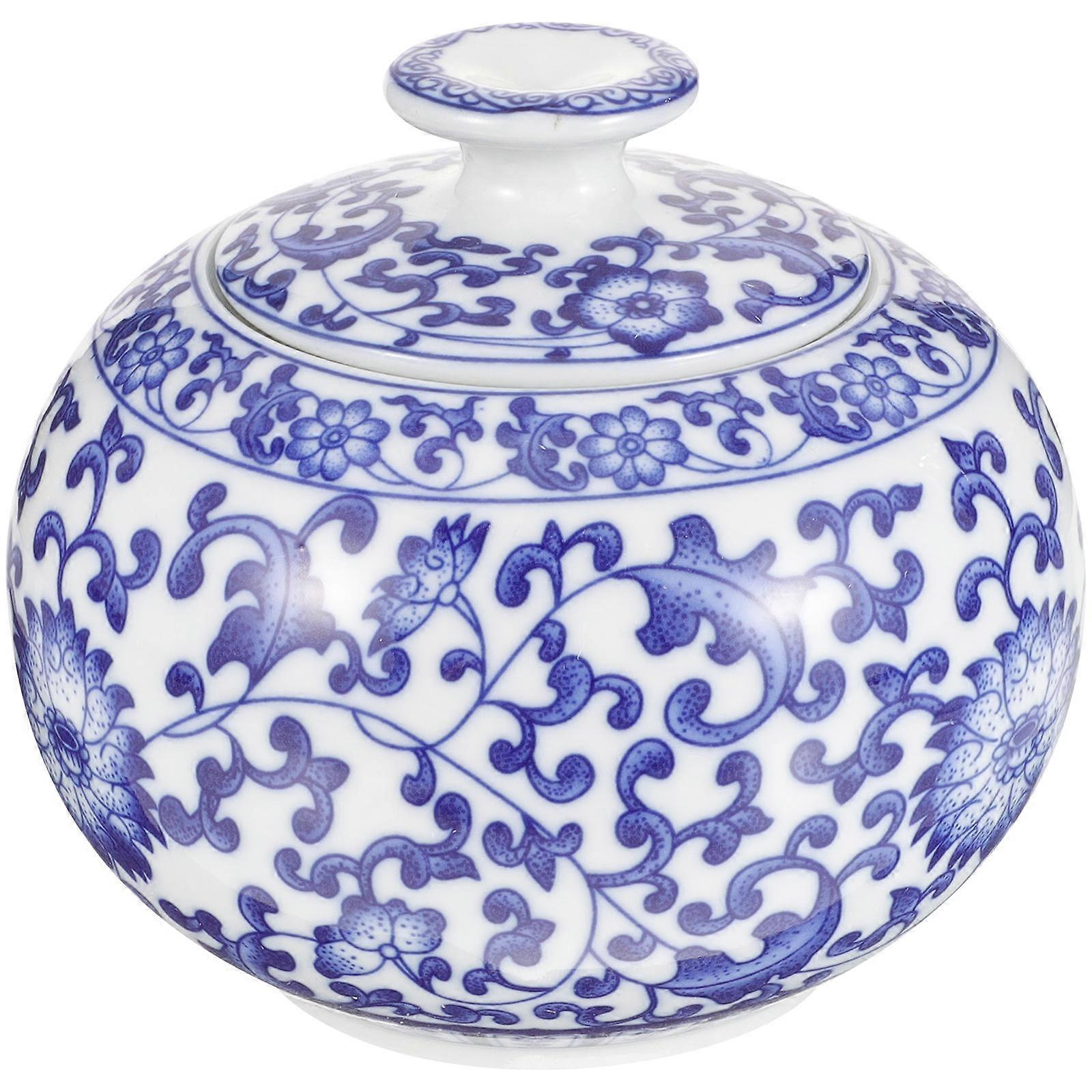Ceramic Tea Jar Blue for Multi-Use Small Tea Storage Holder