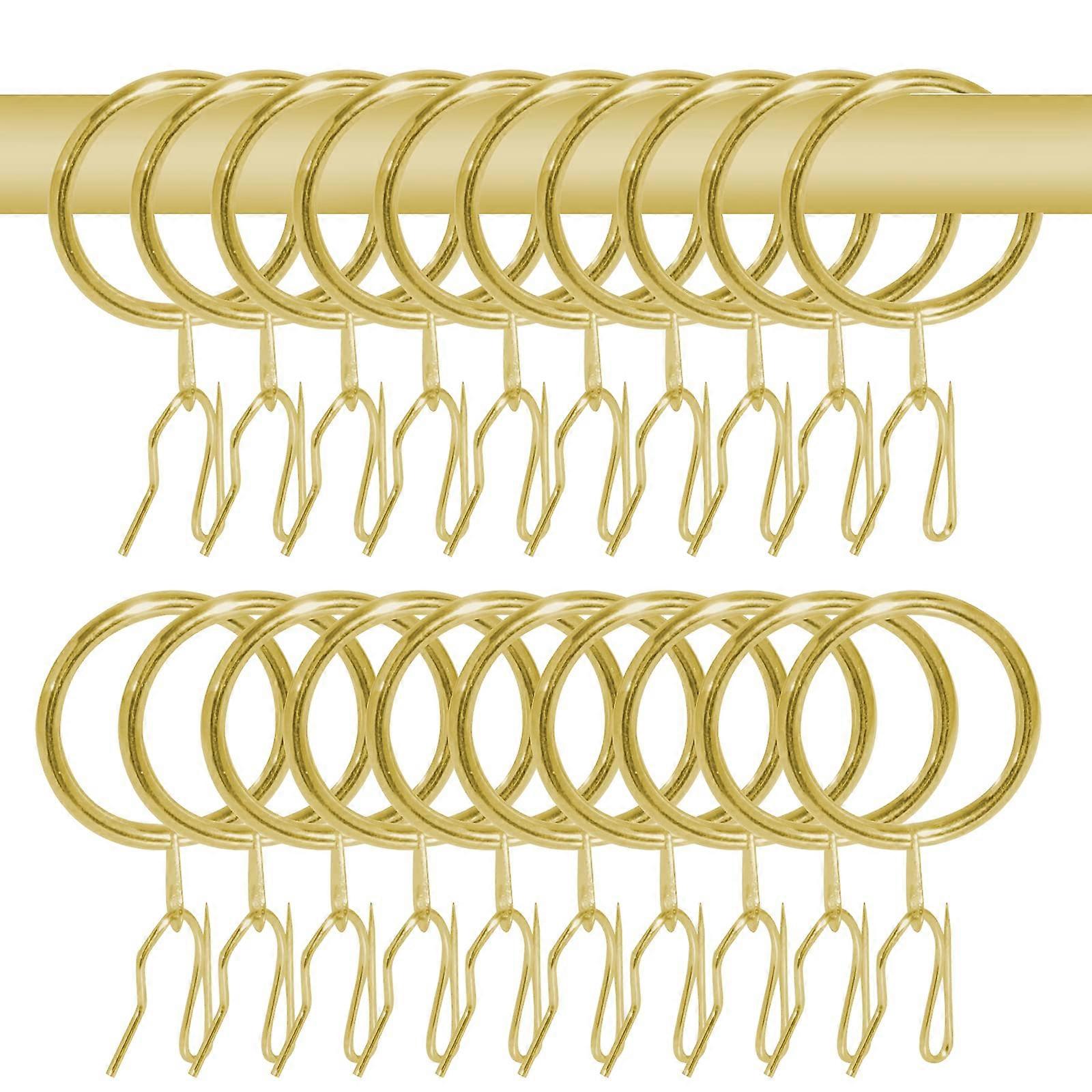 Gold Metal Curtain Rings and Hooks Set 30mm Smooth Glide RustResistant 30pcs for Rods