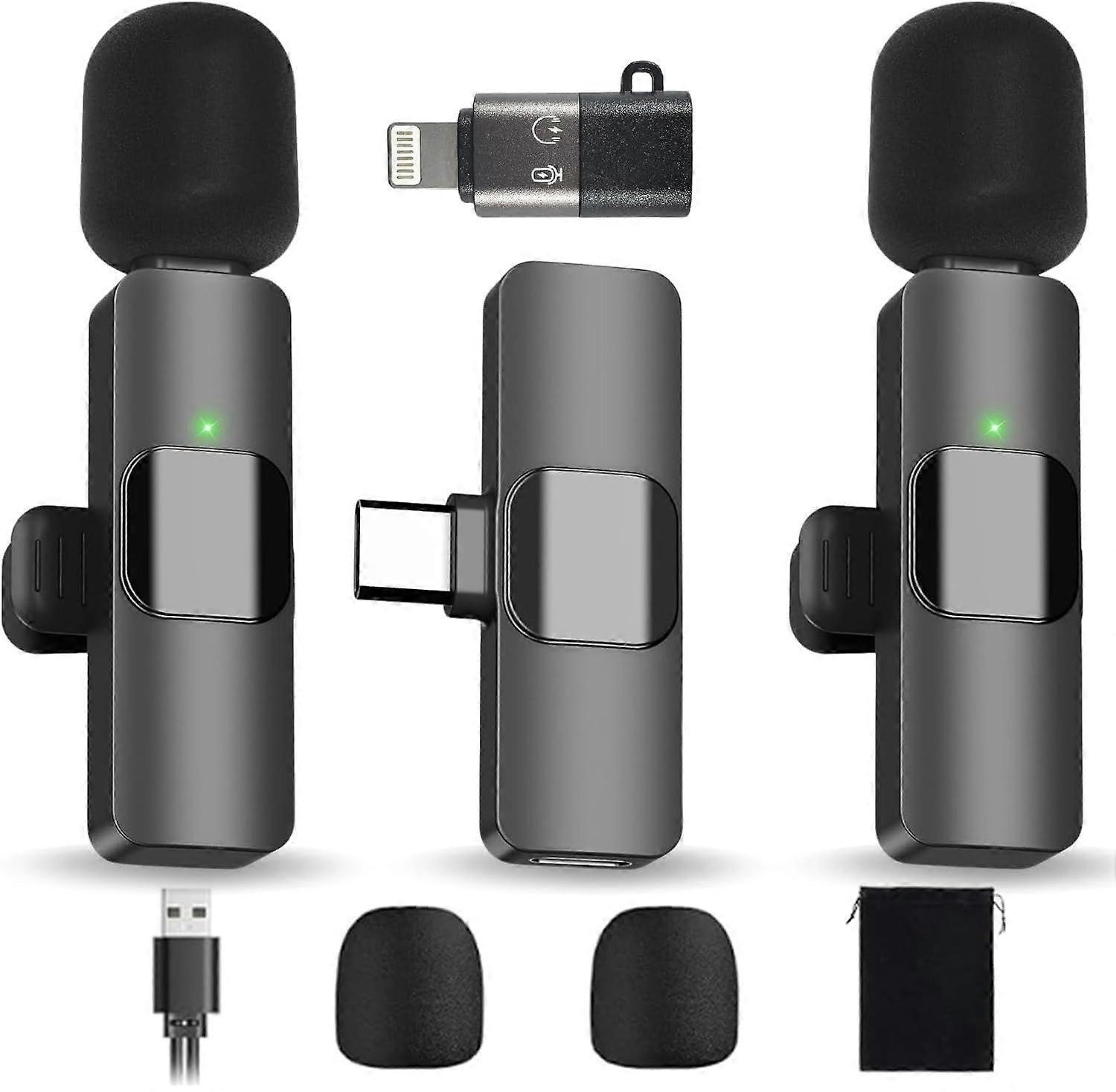 Wireless Lavalier Microphone for iPhone and Android, Noise Reduction, Plug and Play, 65ft, Rechargeable, for Vlogging, Podcasts, Interviews