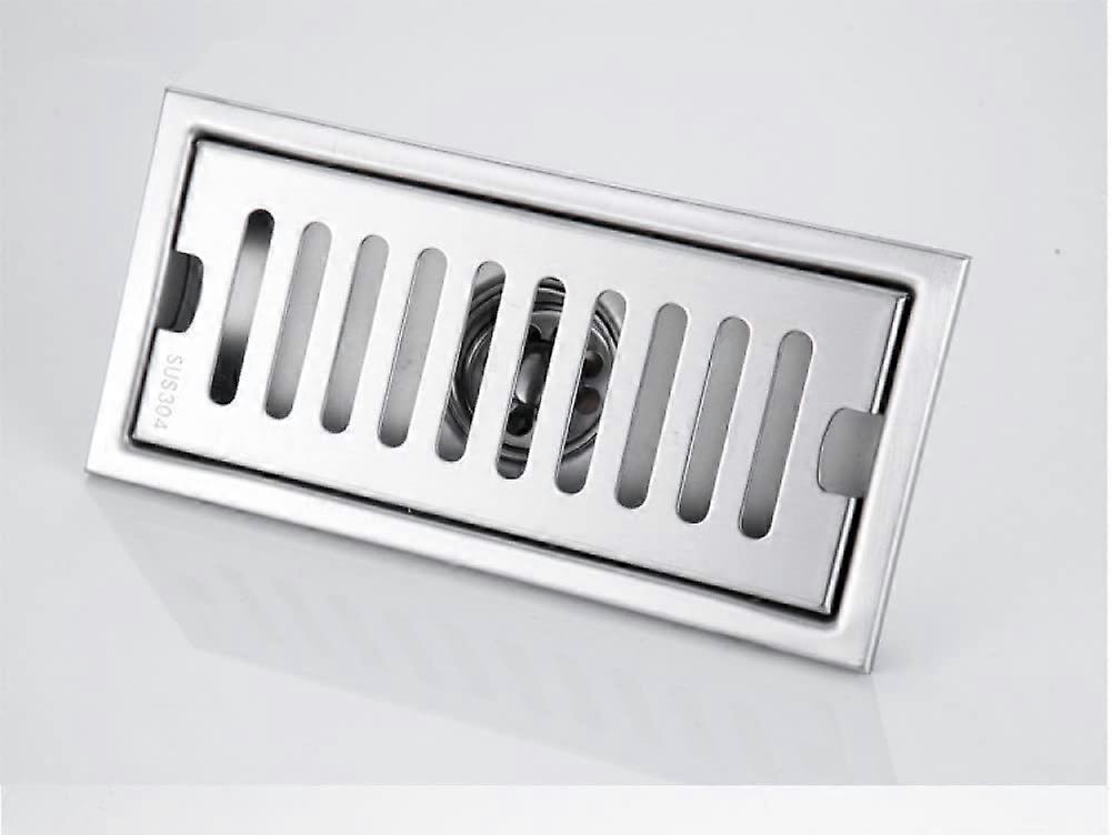 Stainless Steel Floor Drain Cover with Deodorant, Chrome Rectangular Shower Drain for Kitchen Bathroom