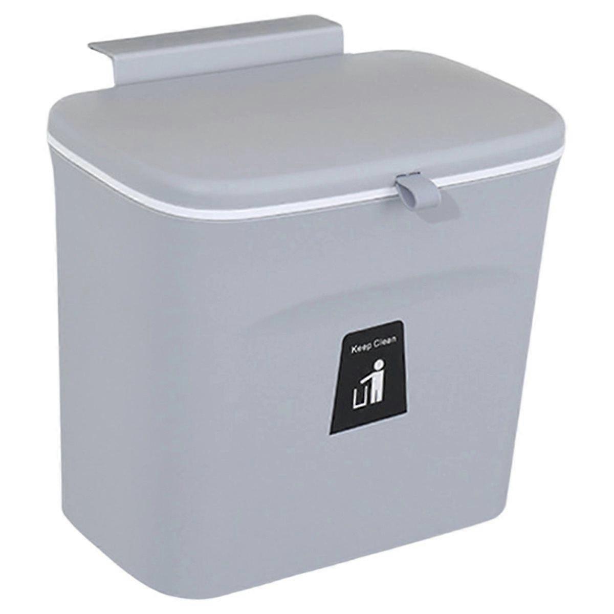 Wall-Mounted Trash Can, Kitchen Trash Can, Sliding Lid Trash Can, Bathroom Trash Can, Made of PP Material 7 Liters B