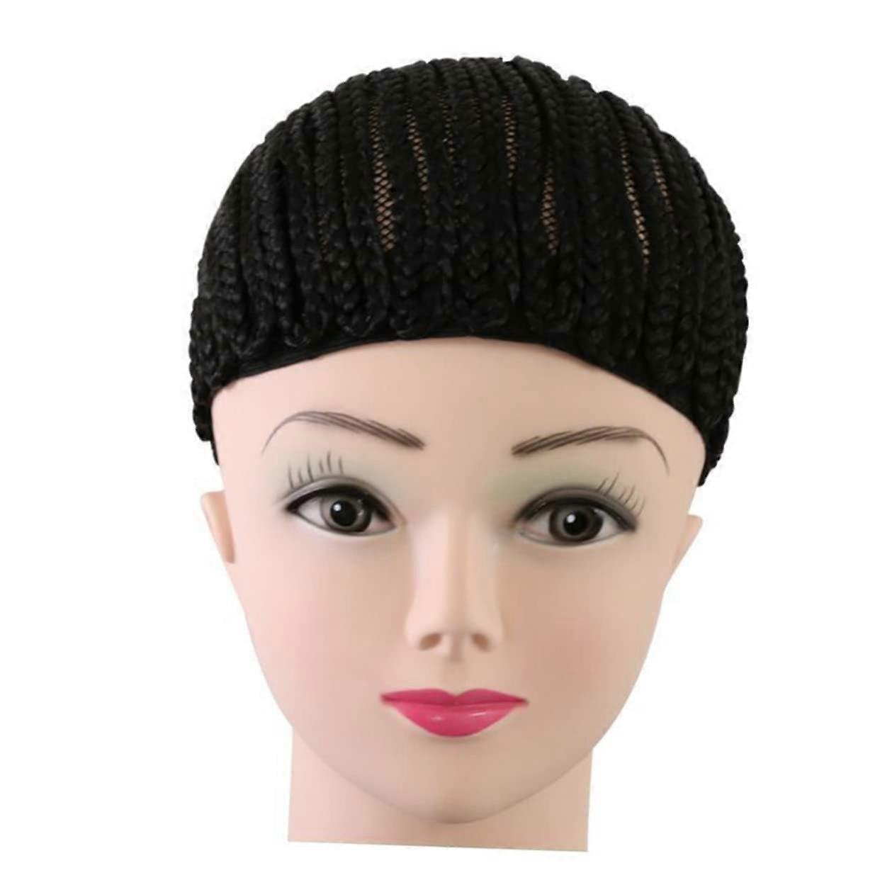 Black Stretchable Crochet Wig Cap for Cornrow Braids, Breathable Dome Net with Secure Elastic Fit