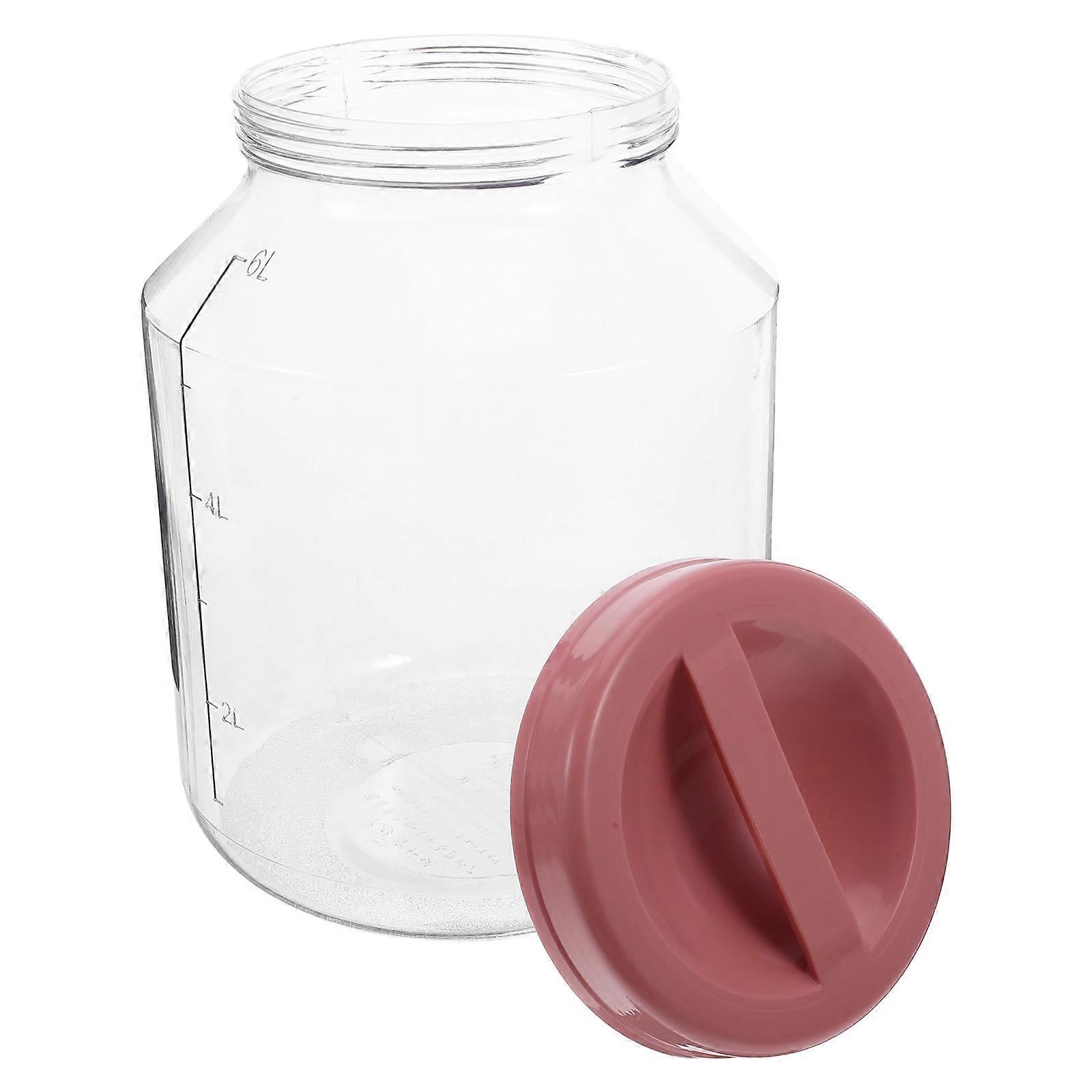 Plastic Airtight Fermenting Jar for Grain Storage 6L Transparent Kitchen Container