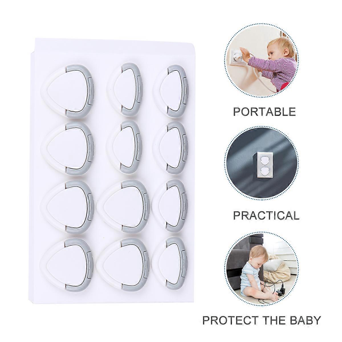 Socket Protector Electric Socket Covers for Protection 12Pcs Grey