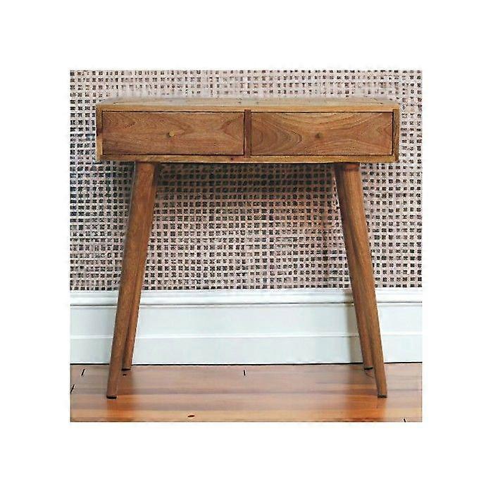 Solid Wood Larissa Aztec Console Table, 2 Drawers, Brown