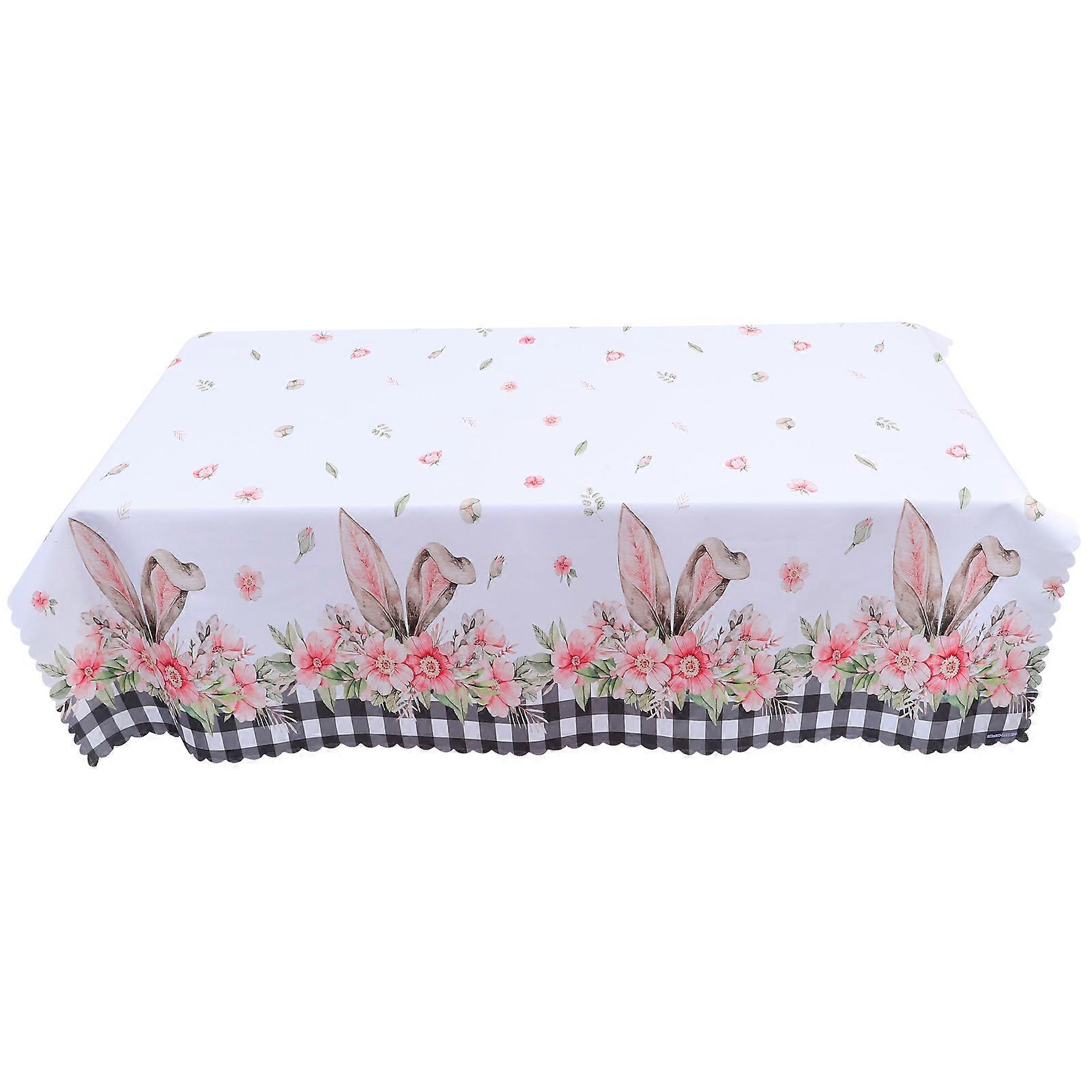 Easter Table Cover Waterproof Bunny Print for 2Pcs Holiday Decor