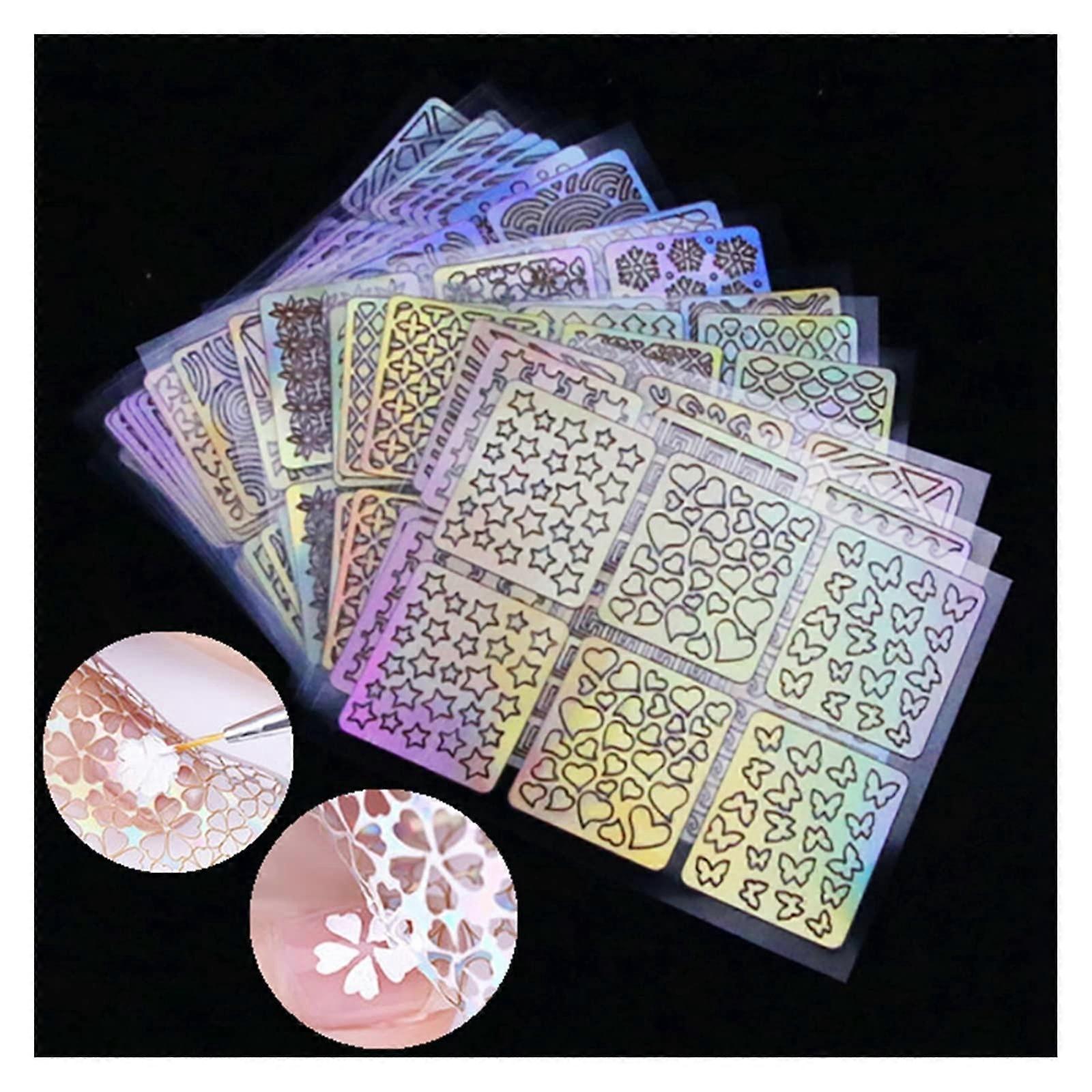 24 Sheets Hollow Nail Art Stencil Stickers Set for Fast Pattern Transfer and Consistent Designs