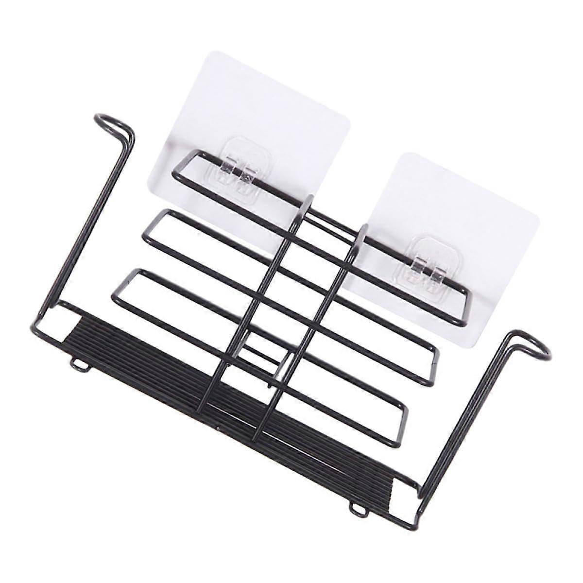 Wall Mounted Toothbrush Holder Rust Resistant Iron Toothpaste Rack No Drill Hollow Design Organizer