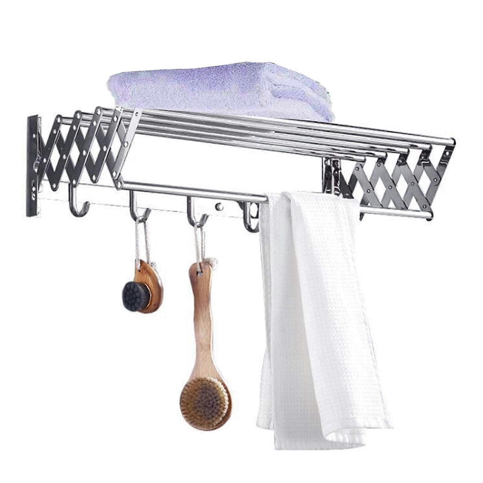 Wall Mounted Clothes Drying Rack Retractable Fold Away SpaceSaving Laundry Hanger for Balcony
