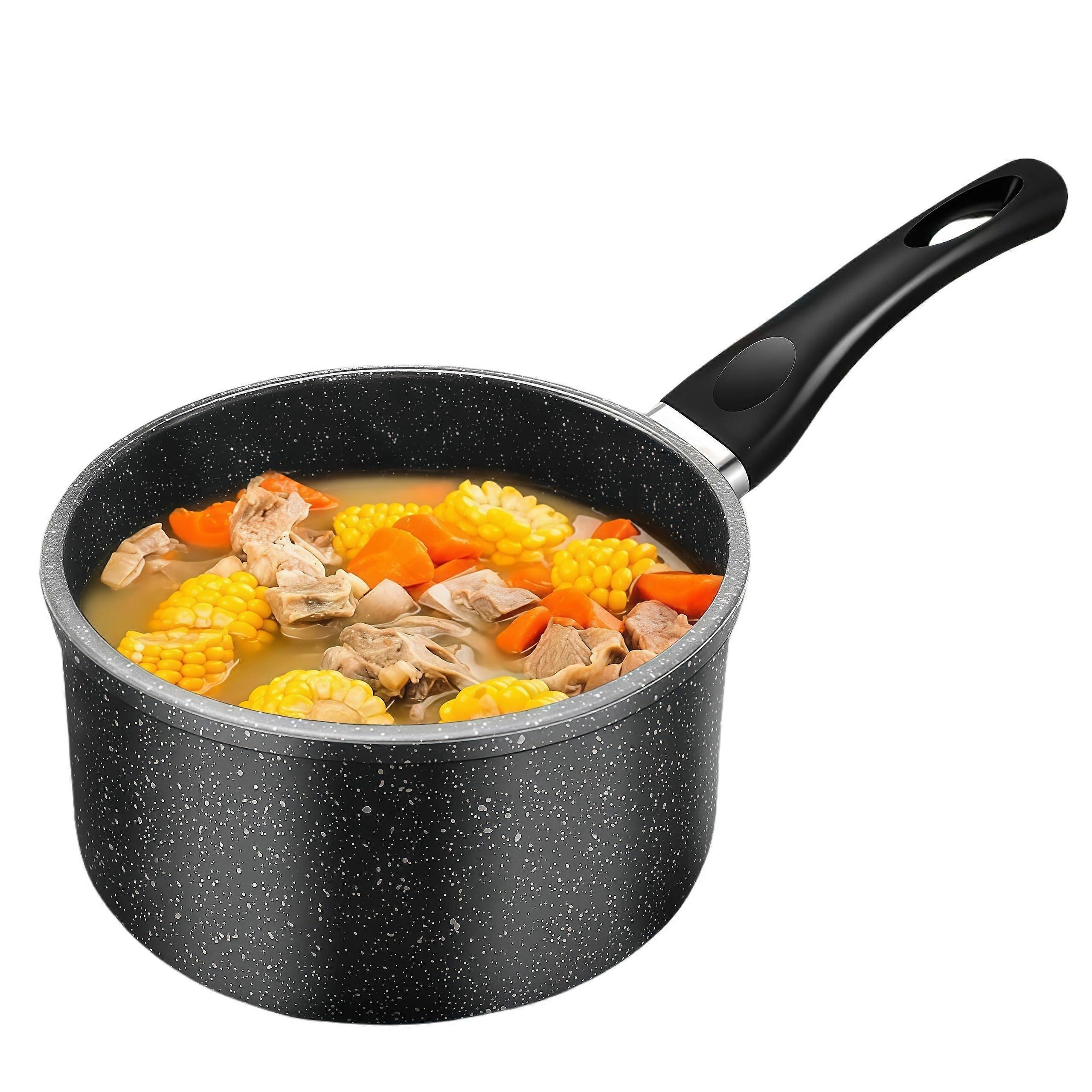 Nonstick Granite Saucepan 1.5 Quart with Lid, Induction Compatible, PFOA , Detachable Handle
