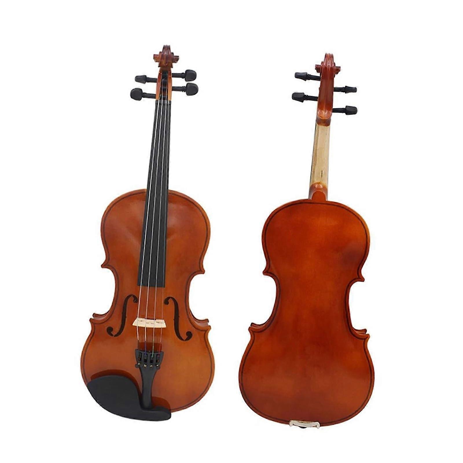 Acoustic Solid Wood Beginner Violin Set with Bow Case Ebony Fingerboard Warm Tone 1/4 Size