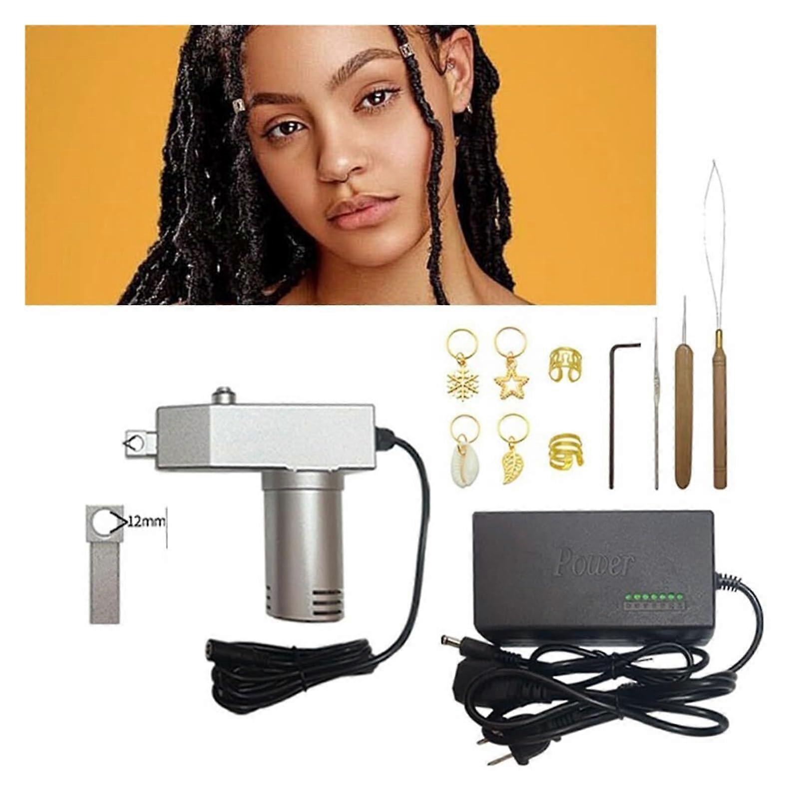Electric Dreadlock Maker 12mm Automatic Hair Braiding Tool for Fast Uniform Loc Creation Silver
