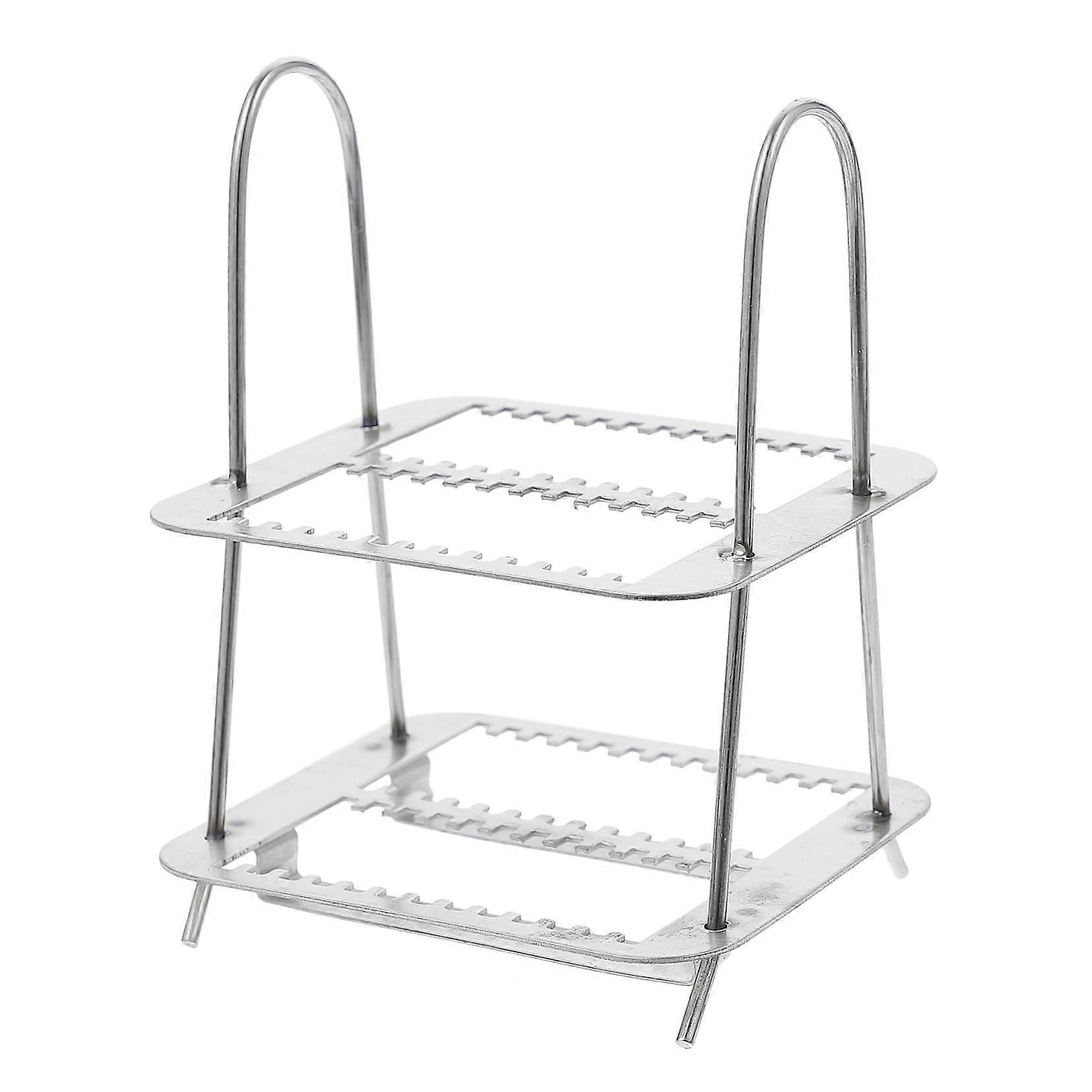 Microscope Slide Rack Stainless Steel Holder with Stable Bottom for Laboratory Staining and Storage