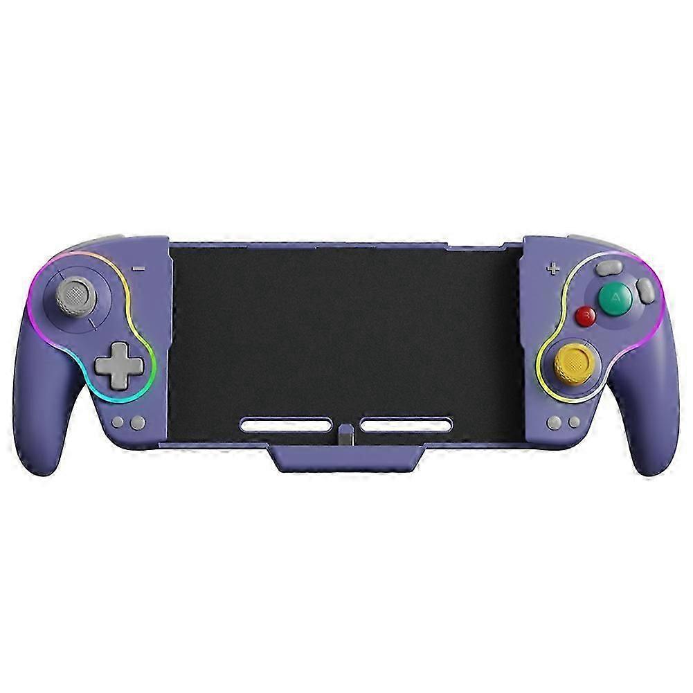 KS63 RGB Wireless Controller Gamepad compatible Switch & Switch OLED, Retro GameCube Turbo Gaming Pad with Back Button Purple