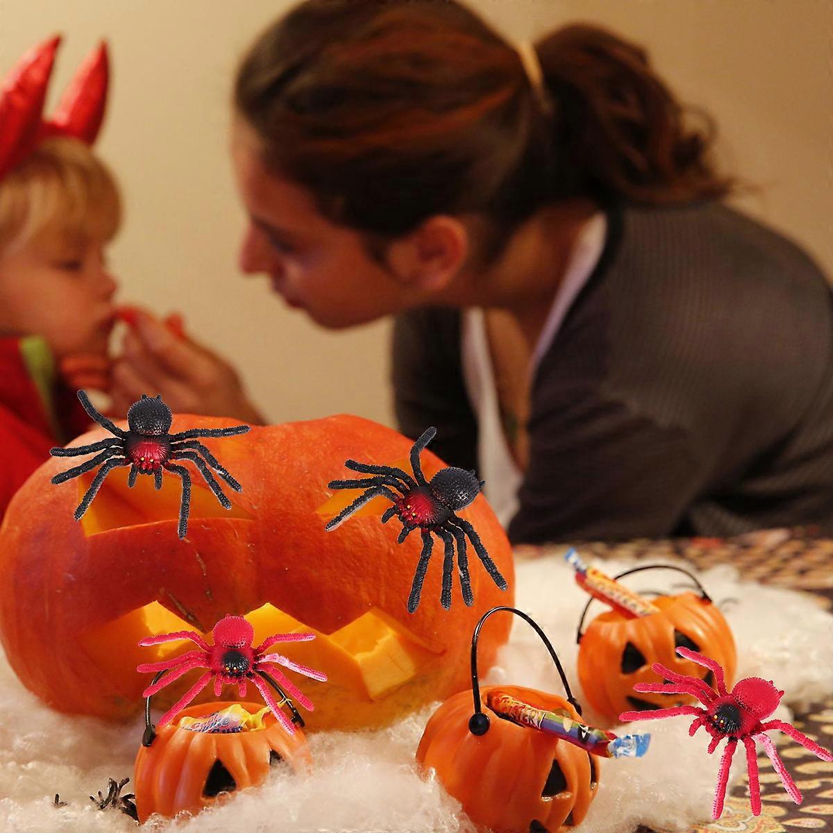 Prank Halloween Spider Imitated Rubber Spider Model Toy 6Pcs Set