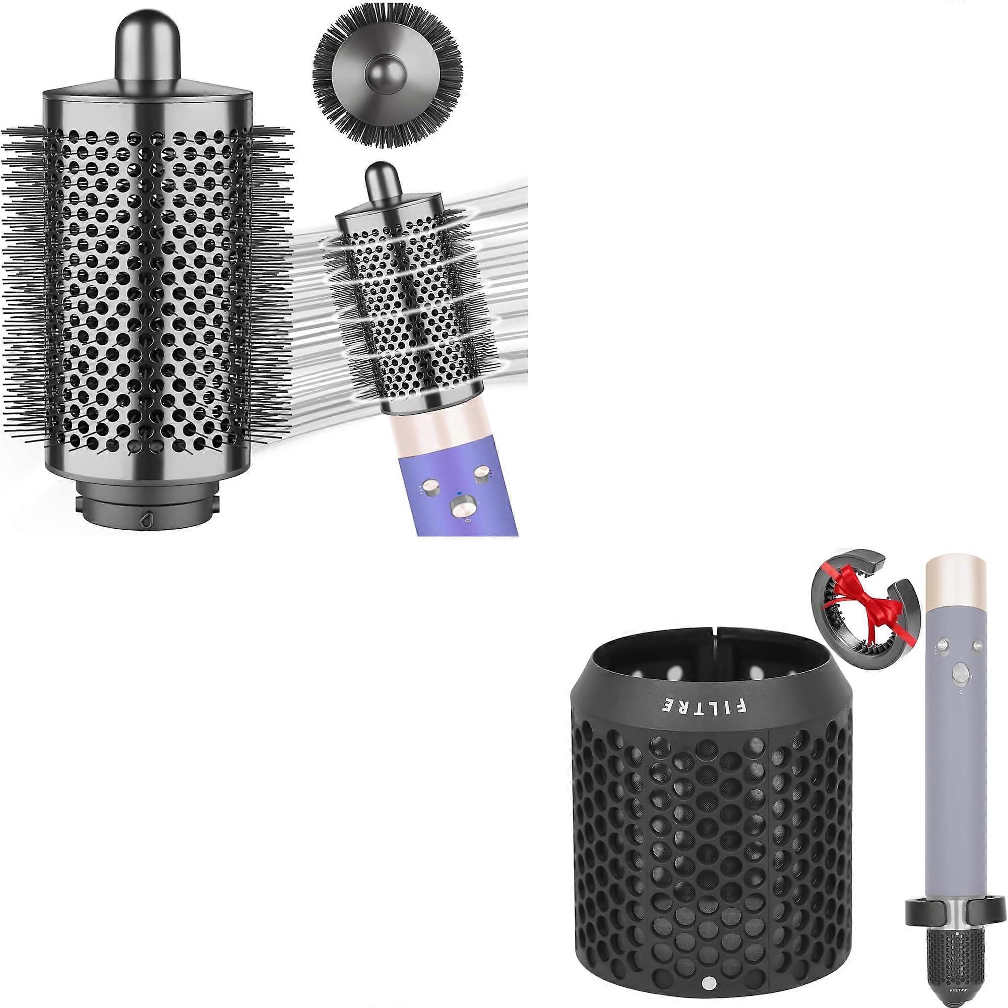 Large Round Volumizing Brush and Outer Filter Cover Replacement Attachments for Dyson Airwrap