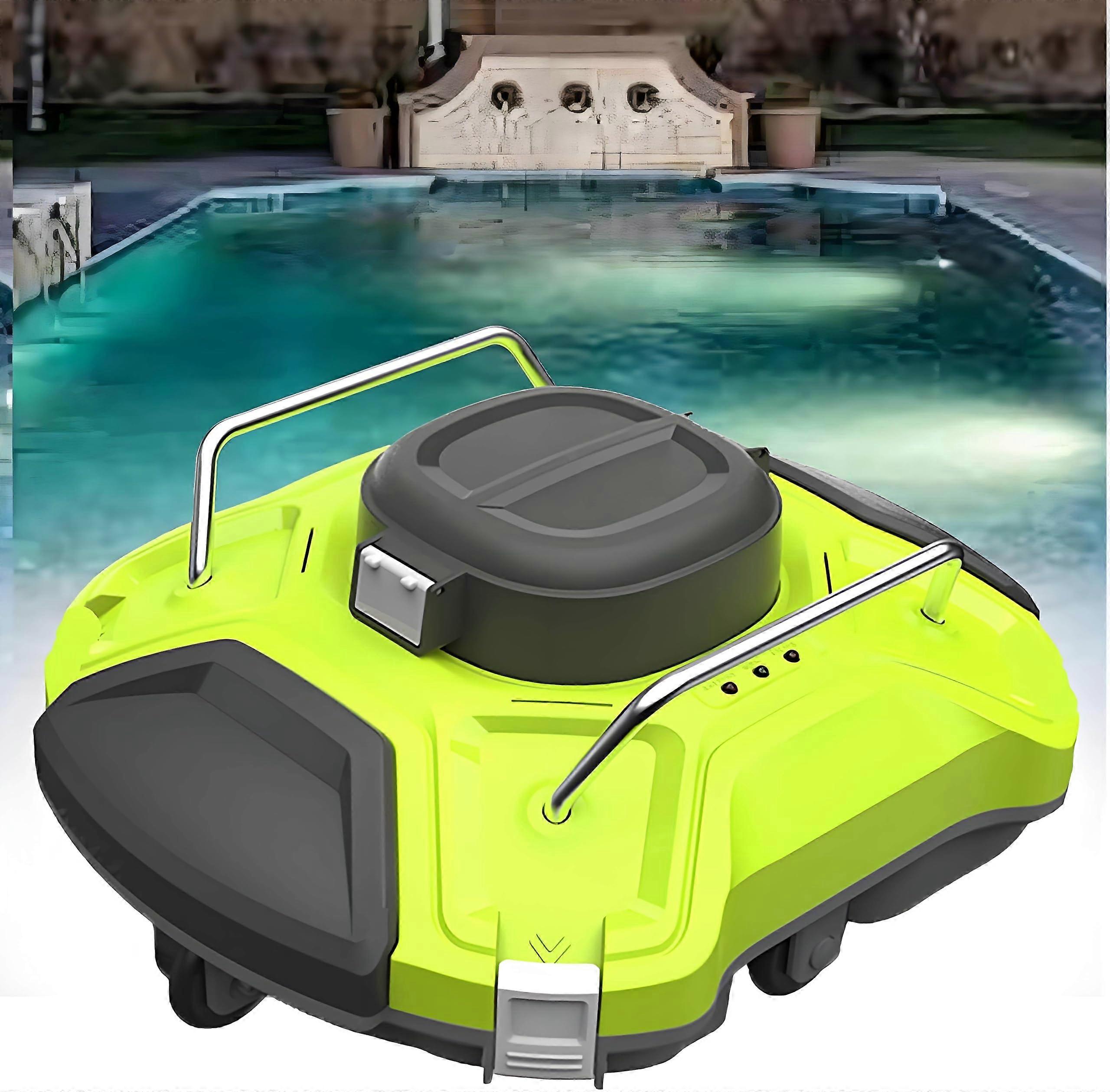 Cordless Automatic Pool Cleaning Robot with Algae Scraper, 200μm Filter for 2.5m Depth