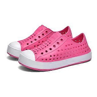 Zomersandalen voor jongens, casual, comfortabel, gesloten teen, stevige zool, waterschoenen, klassieke klompen voor zwembad, strand, buiten en binnen, roze, 4,5-5 jaar