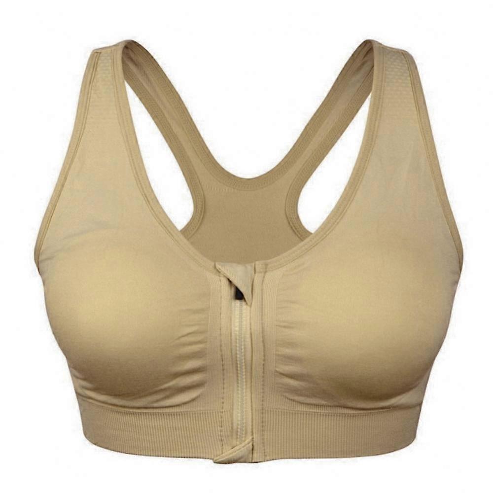 Women's Zip Front Sports Bra Wireless Post-Surgery Bra Active Yoga Sports Bras