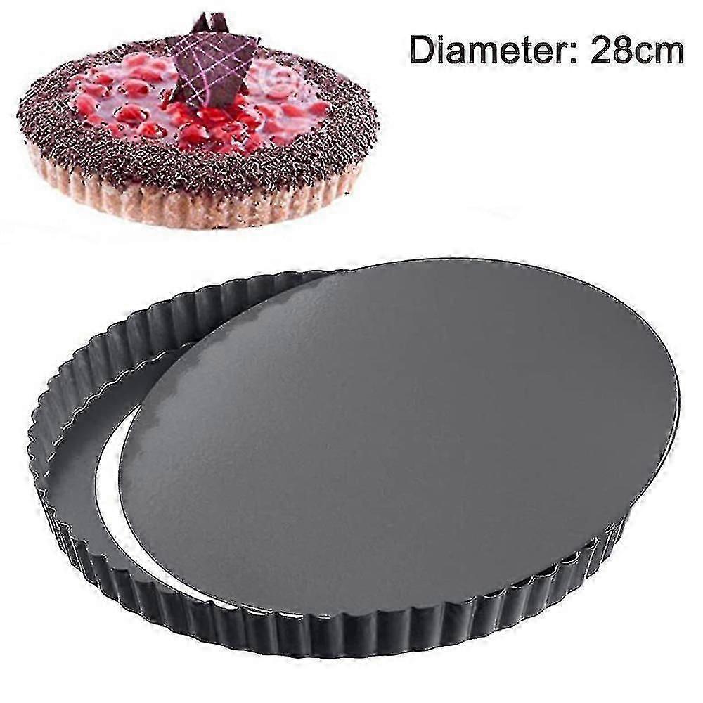 28cm Round Tart Pan Removable Base Black Quiche Baking Pan