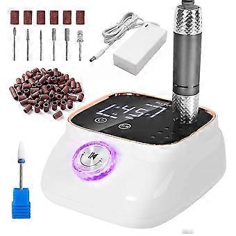 Professionelles elektrisches Nagelfräser-Set (45.000 U/min) mit LCD-Display, 7 Aufsätzen, geräuscharm, für Acryl- und Gelnägel, Weiß