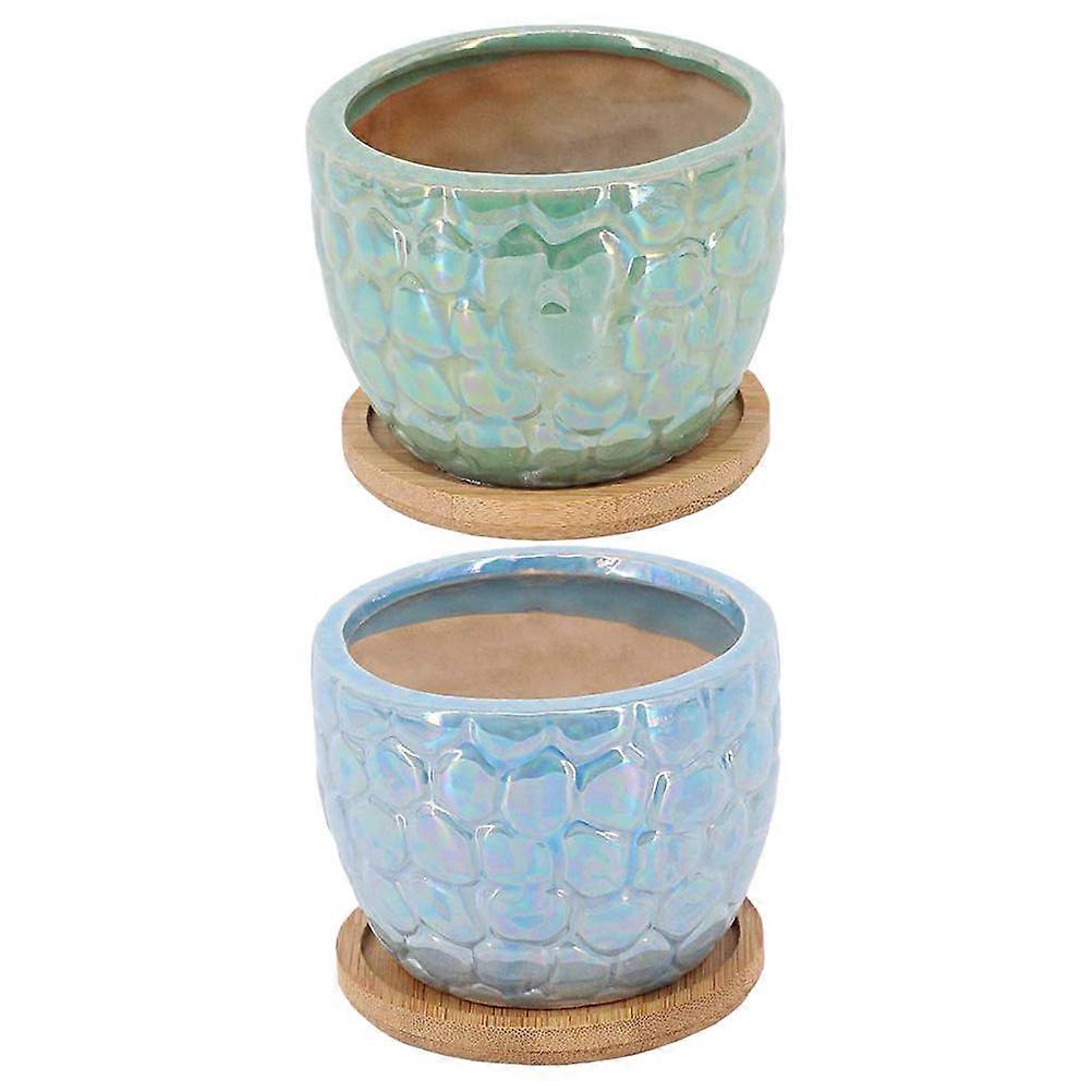 Decorative Flowerpots Ceramic Flowerpots for Storage Use 2Sets