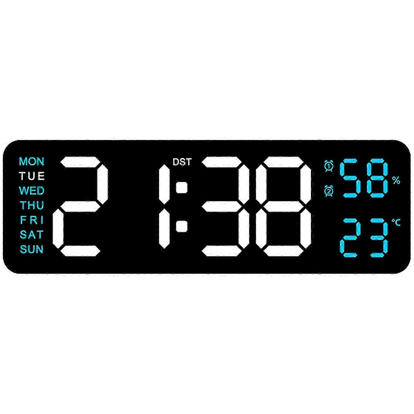 Wall Clock, Wall Timer, Electronic Clock Clock Rectangular LED Display Date Week Temperature Humidity Alarm Clock Temperature Date and Week Display -N