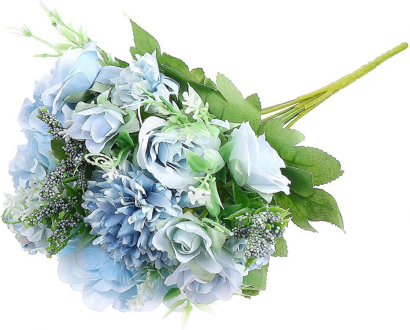 Simulation Light Blue Artificial Silk Flower Bouquet