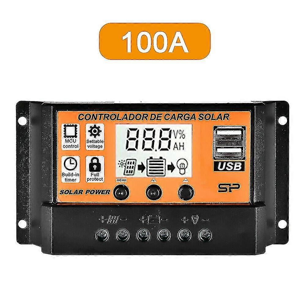 100a Solar Charge Controller Solar Panel Controller 12v/24v Adjustable