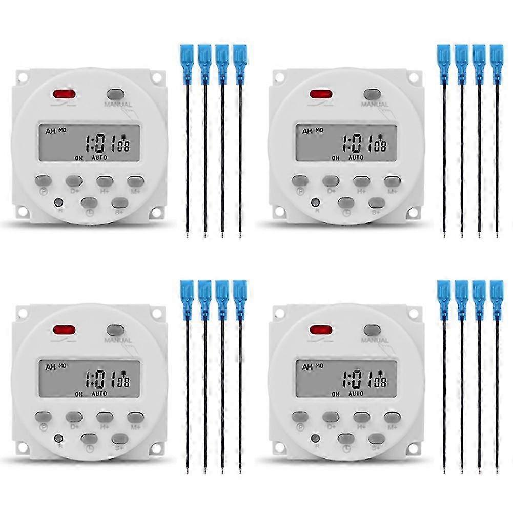 4X SINOTIMER 1 Second Interval 12V Digital LCD Timer Switch 7 Days Weekly Programmable Time Relay Programmer CN101S