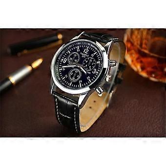 Men's Date Leather Sport Stainless Steel Military Quartz Wrist Watch