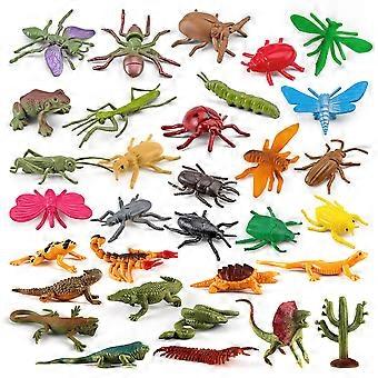 20Pcs Miniature Insect and Reptile Figurines Set, PVC Animal Models, Moths, Ladybugs, Dragonflies, Praying Mantis, Lizards, Scorpions, and More, Reali