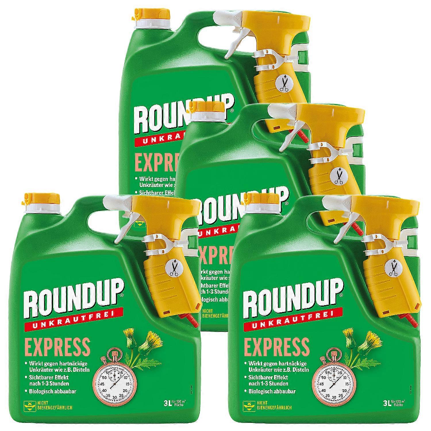 4 x ROUNDUP® Weed-Free Express AF Spray Bottle, 3 Liters