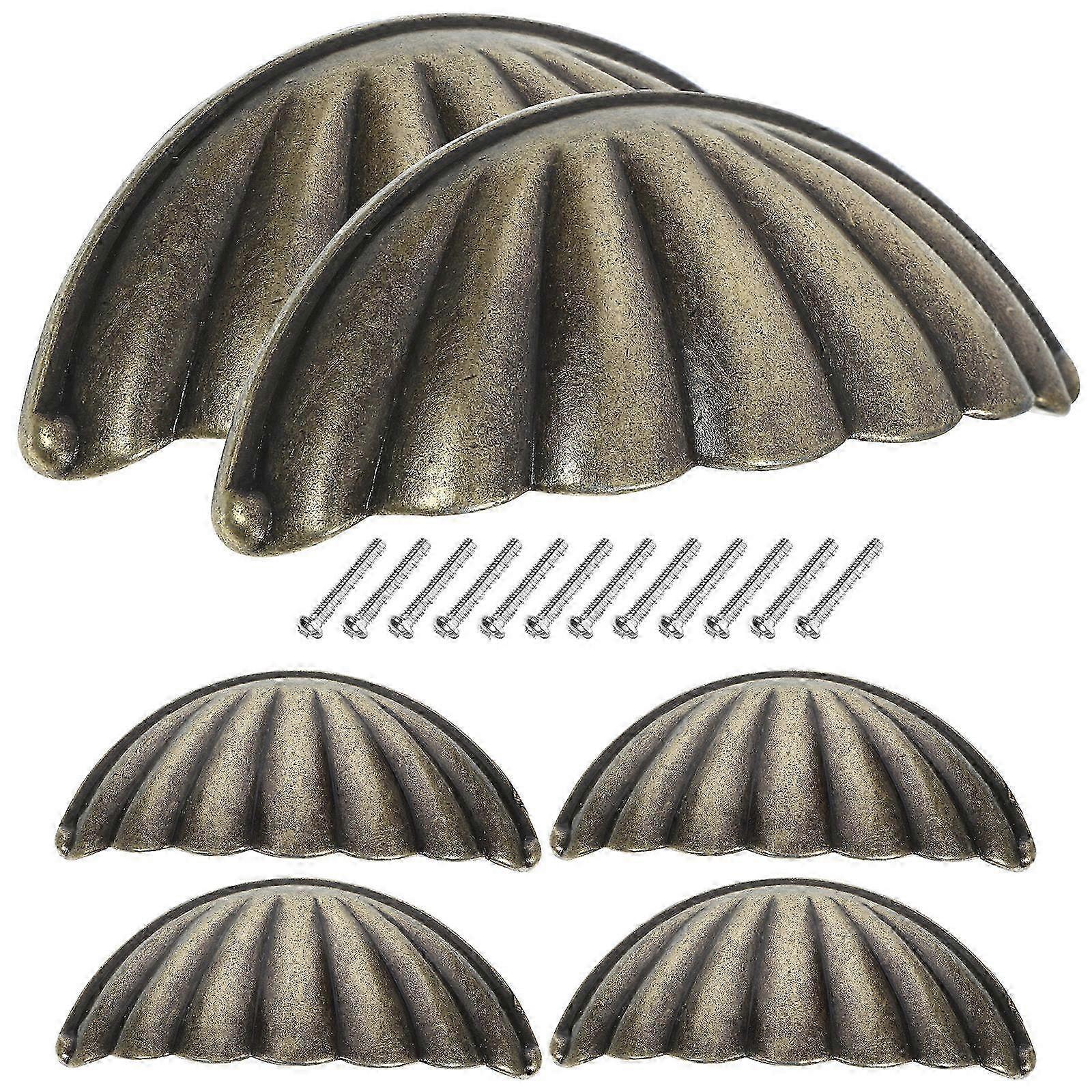 6pcs Shell Designed Knobs Vintage Drawer Knobs Decorative Cabinet Handles