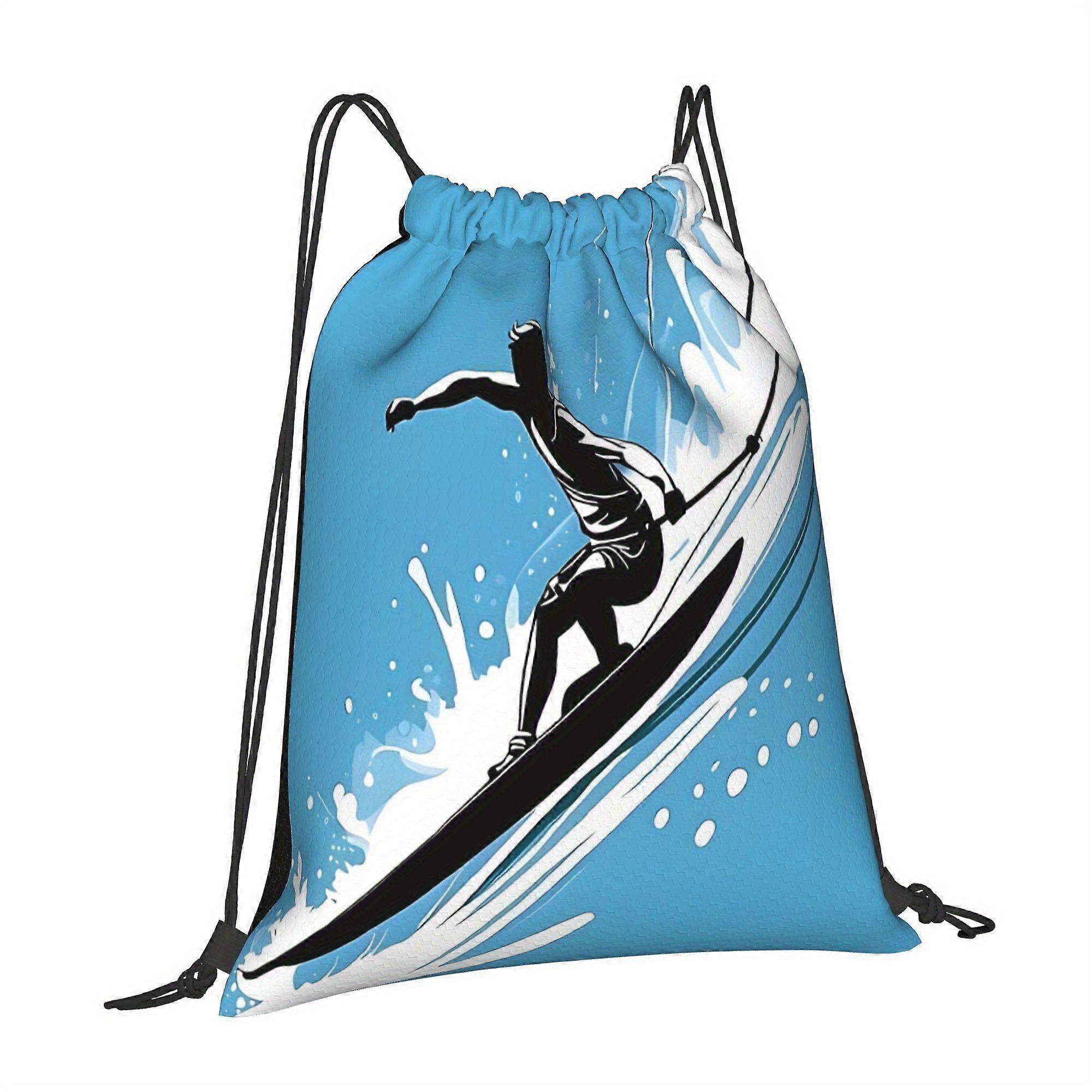 Drawstring Cinch Water Ski Bag, Single Pack, Multi-functional Durable Gym Backpack, Adjustable Shoulder Straps, Machine -Dwazs