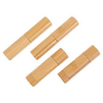 DIY Bambus-Lippenstifthülsen für Make-up, 4 Stück, beige, leere Behälter